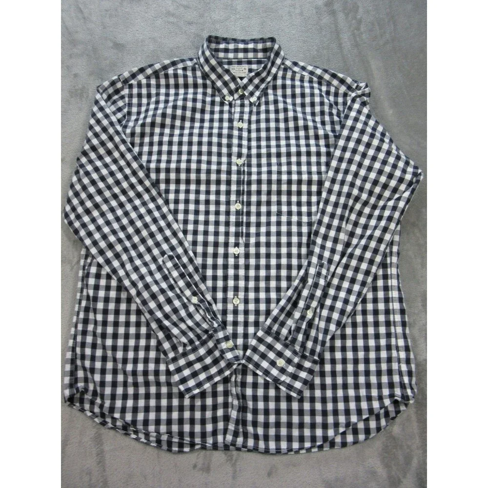 J.CREW Shirt Men’s Sz. XL Quality Woven Buttoned Up Long Sleeve Plaid Black